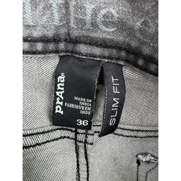 prAna Theorem Slim Fit Stretch Cotton Jeans Mens 36 Gray 5 Pocket - Picture 7 of 11